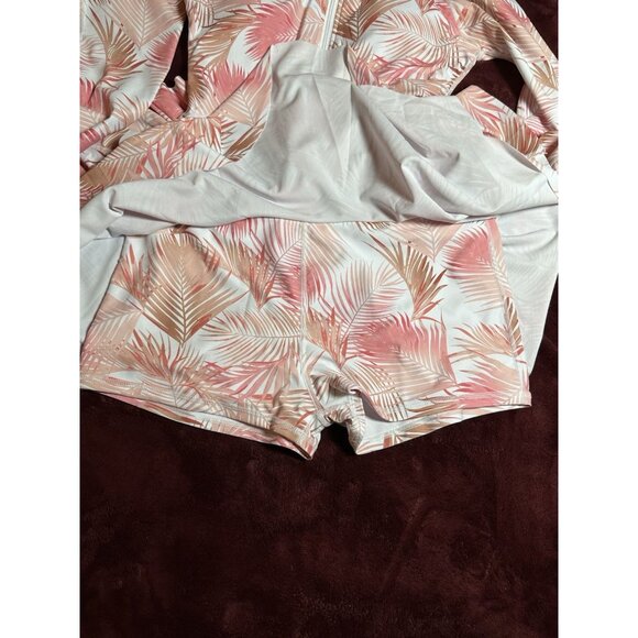 Women M Long Sleeve Rash Guard SwimDress Thumb Holes zippered with skirt/shorts - Picture 11 of 14